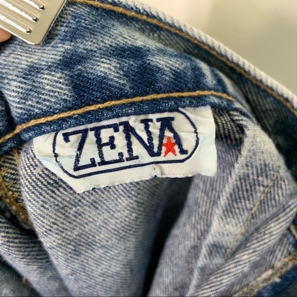 Vintage Zena Acid Wash Denim Pencil Skirt Size 11 Blue Denim Snap Butt Split USA - Picture 7 of 7